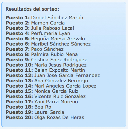 Ganadores de las 20 entradas de fútbol