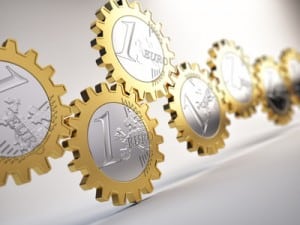 Euro coin gears  - financial system concept