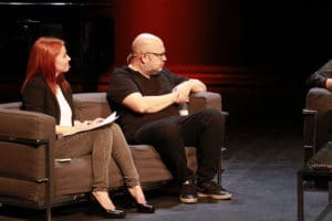 Alicia Ro, presentadora yJesús Alonso Gallo, cofundador de PC fútbol y Restaurantes.com